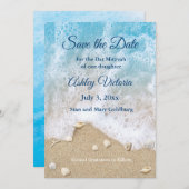 Invitation Blue Beach Waves Bat Mitzvah Save the Date (Devant / Derrière)