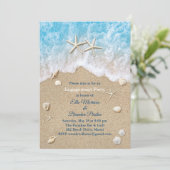 Invitation Blue Beach Waves & Starfish (Debout devant)