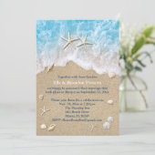 Invitation Blue Beach Waves & Starfish Post Mariage (Debout devant)