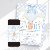 Invitation Blue Bear Bearly Wait Baby Shower