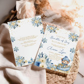 Invitation Blue Bear Christmas Winter Boy Baby Shower 