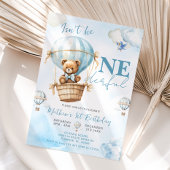 Invitation Blue Bear Hot Air Balloon Boys 1er anniversaire