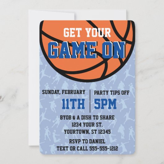 Invitation Blue Big Game College Basketball Watch Party (Devant)