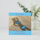 Invitation Blue Bikini Beach Sand Thunder_Cove (Debout devant)