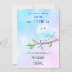 Invitation Blue Bird 1er anniversaire