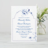 Invitation Blue Bird Rose Chinoiserie Floral | MARIAGE (Debout devant)