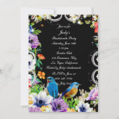 Invitation Blue Birds Et Botanique Floral Bachelorette Party (Devant)
