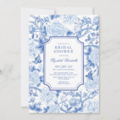 Invitation Blue Birds & Peonies Chinoiserie Fête des mariées (Devant)