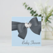 Invitation Blue Black Bow Elegant Baby Boy Douche (Debout devant)