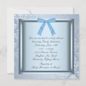 Invitation Blue Black Damask Prince Baby Boy Douche (Dos)