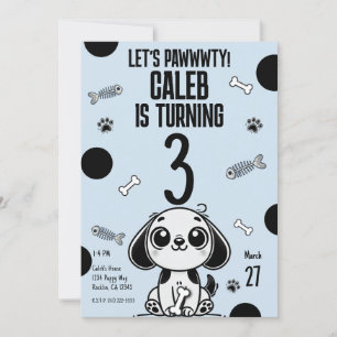 Invitation Blue & Black Fish Bones Chien Chien Chien Chien Ch