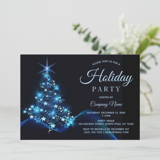 Invitation Blue Black Tree Corporate Fête (Debout devant)