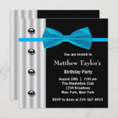 Invitation Blue Black Tuxedo Bow Cravate Hommes Anniversaire  (Devant / Derrière)