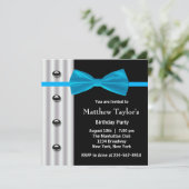 Invitation Blue Black Tuxedo Bow Cravate Hommes Anniversaire  (Debout devant)
