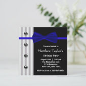 Invitation Blue Black Tuxedo Bow Cravate Hommes fête d'annive (Debout devant)