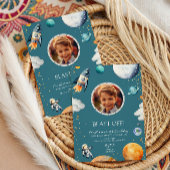 Invitation Blue Blast Off Photo Space Theme Kids Birthday