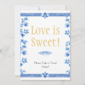 Invitation Blue blossom florals "Love is Sweet" Sign (Dos)