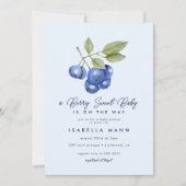 Invitation Blue Blueberry Berry Baby shower sucré (Devant)