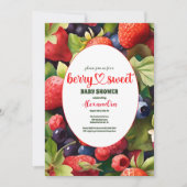 Invitation Blue Blueberry Berry Baby shower sucré (Devant)