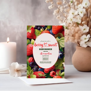 Invitation Blue Blueberry Berry Baby shower sucré