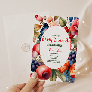 Invitation Blue Blueberry Berry Baby shower sucré