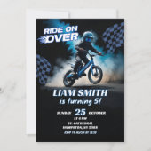 Invitation Blue BMX Racing Bicycle Birthday Boy (Devant)