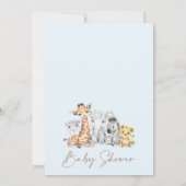 Invitation Blue Boho Arc Floral Safari Animaux Baby shower (Dos)