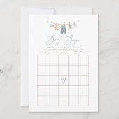 Invitation Blue Boho Baby Clothes Baby Shower Bingo (Devant)