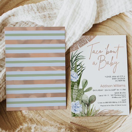 Invitation Blue Boho Fiesta Taco Bout A Baby Baby shower