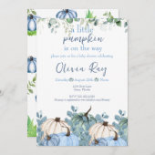 Invitation Blue Boho un peu Citrouille est sur le chemin (Devant / Derrière)