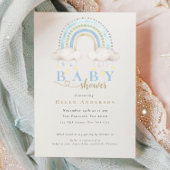 Invitation Blue Boho Watercolor Rainbow Boy Baby shower