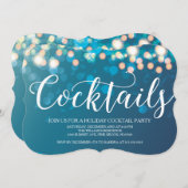 Invitation Blue Bokeh Cocktail Party (Devant / Derrière)