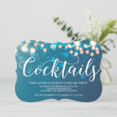 Invitation Blue Bokeh Cocktail Party (Debout devant)