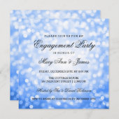 Invitation Blue Bokeh Lights Elegance Engagement Party (Devant / Derrière)