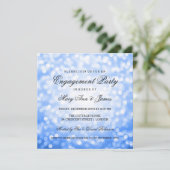 Invitation Blue Bokeh Lights Elegance Engagement Party (Debout devant)