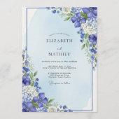 Invitation Blue Botanical Bloom Wedding (Devant)
