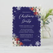 Invitation Blue Botanical Snowflake Christmas Party (Debout devant)
