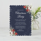 Invitation Blue Botanical Snowflake Elegant Christmas Party (Debout devant)