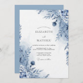 Invitation Blue Botanical Whimsy Wedding (Devant / Derrière)