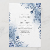 Invitation Blue Botanical Whimsy Wedding (Devant)