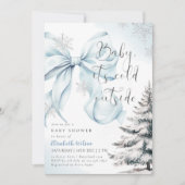 Invitation Blue Bow Baby Il fait froid dehors Baby shower (Devant)