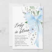 Invitation Blue Bow Baby in Bloom Floral Boy Baby shower (Devant)