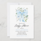 Invitation Blue Bow Baby in Bloom Floral Boy Baby shower (Devant)