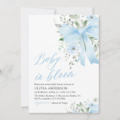 Invitation Blue Bow Baby in Bloom Floral Boy Baby shower (Devant)