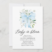 Invitation Blue Bow Baby in Bloom Floral Boy Baby shower (Devant)