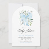 Invitation Blue Bow Baby in Bloom Floral Boy Baby shower (Devant)