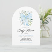 Invitation Blue Bow Baby in Bloom Floral Boy Baby shower (Debout devant)