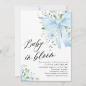 Invitation Blue Bow Baby in Bloom Floral Boy Baby shower (Devant)