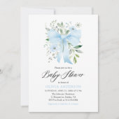 Invitation Blue Bow Baby in Bloom Floral Boy Baby shower (Devant)