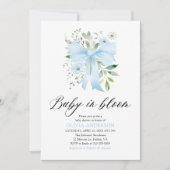Invitation Blue Bow Baby in Bloom Floral Boy Baby shower (Devant)
